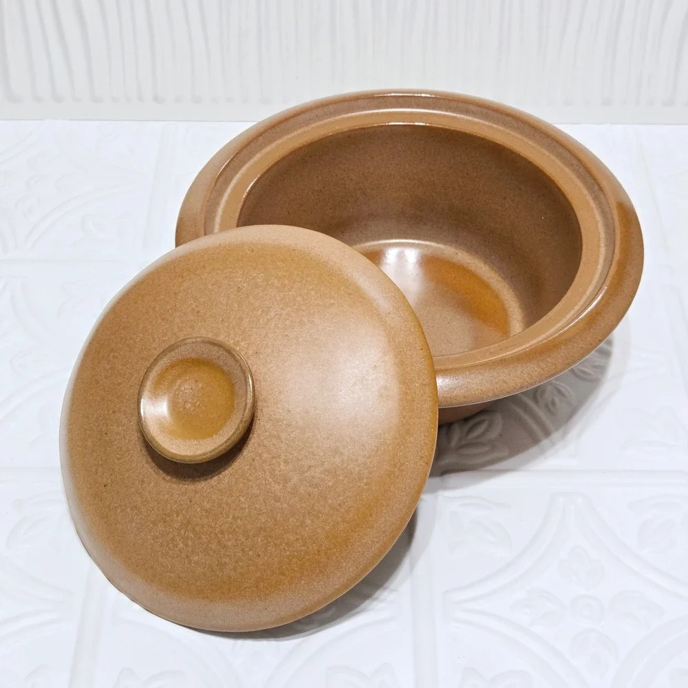 Frankoma Pottery Covered Casserole Dish BRown‎ Tan 6VS